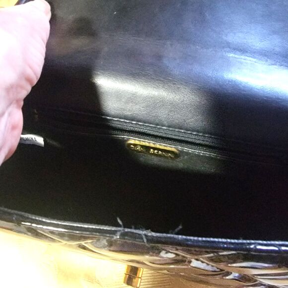 Classic Giani Bernini Handbag Black Patent Leather Gold Chain Shoulder strap NEW - Picture 13 of 16